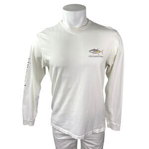 Vineyard Vines Men's White Logo Graphic Crew Neck Long Sleeve T Shirt Tee Top S